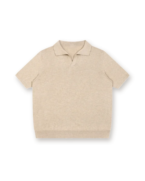 Holvo Knitted Polo in Mild Apricot, front