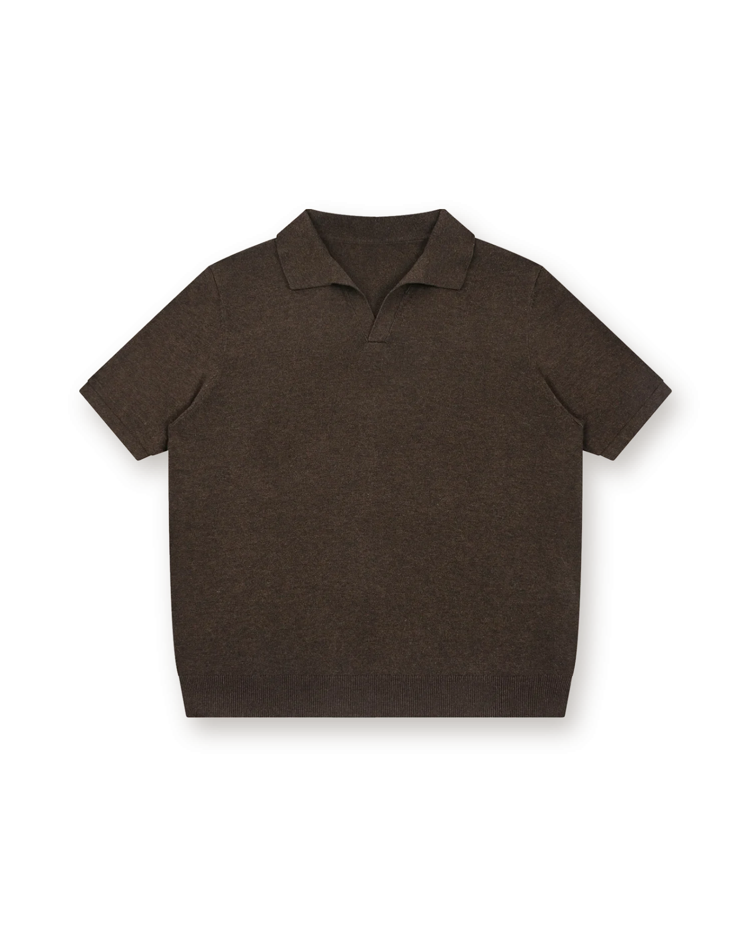Holvo Knitted Polo in Dark Brown, front