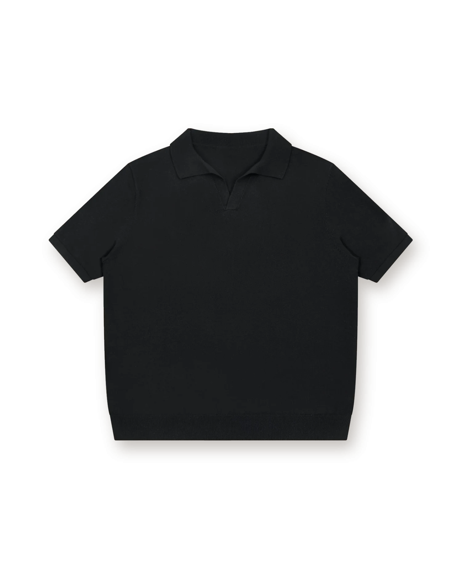 Holvo Knitted Polo in Black, front