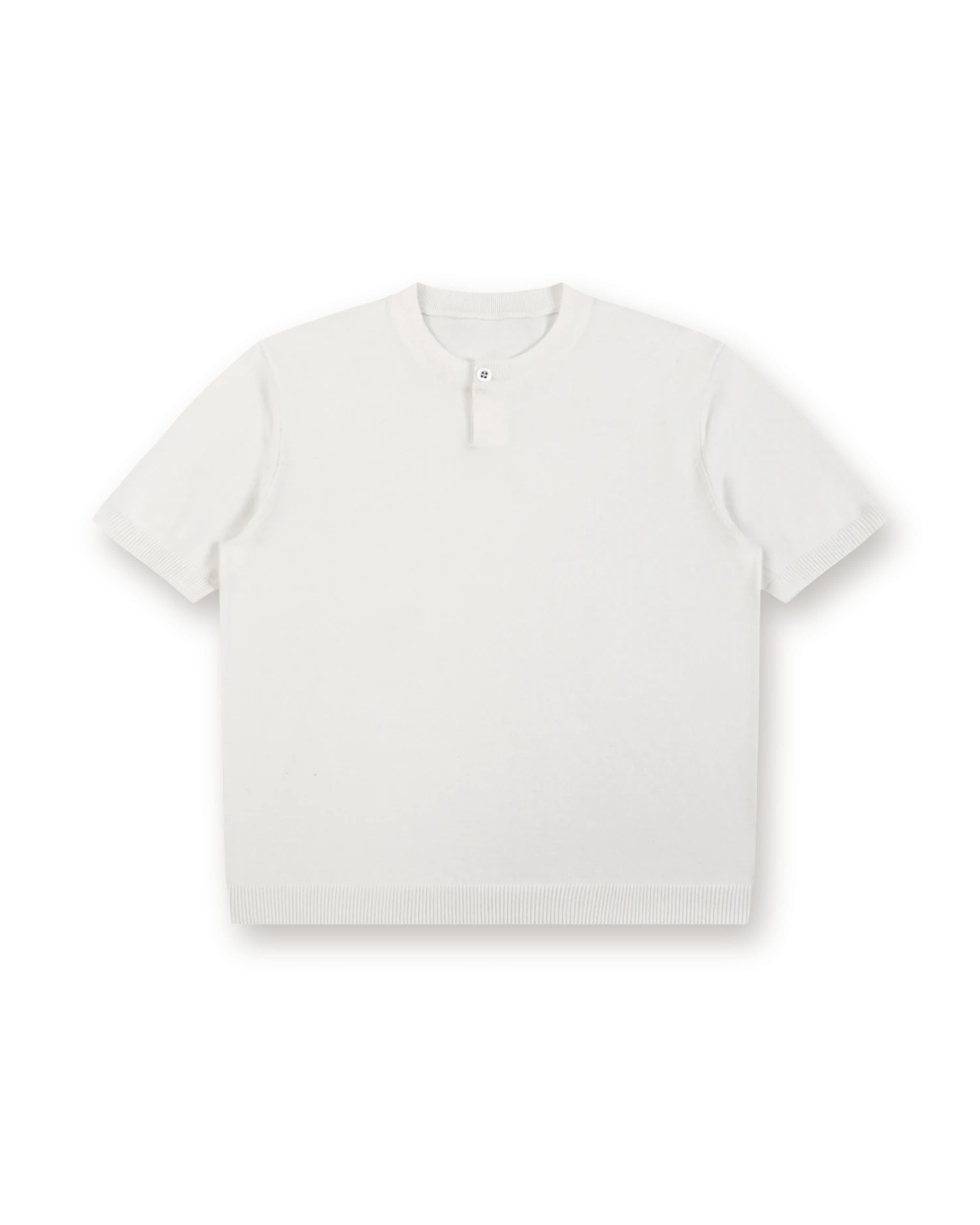 Cotton Knit Short Sleeve Henley T-Shirt, white