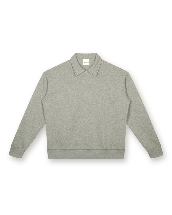 Holvo Boxy Quarter-Zip Sweatshirt, oat gray