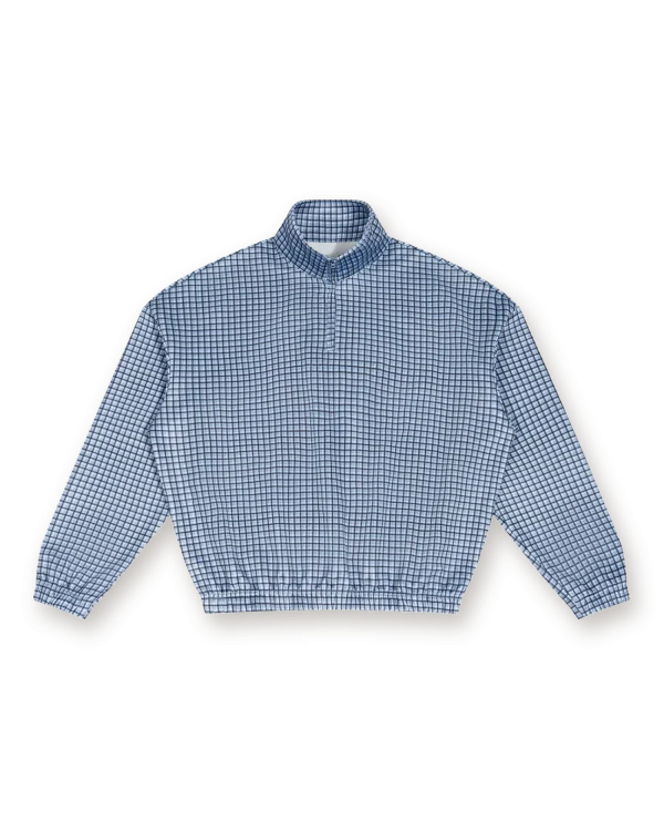 Holvo Plaid Quarter-Zip Sweatshirt, sky blue plaid