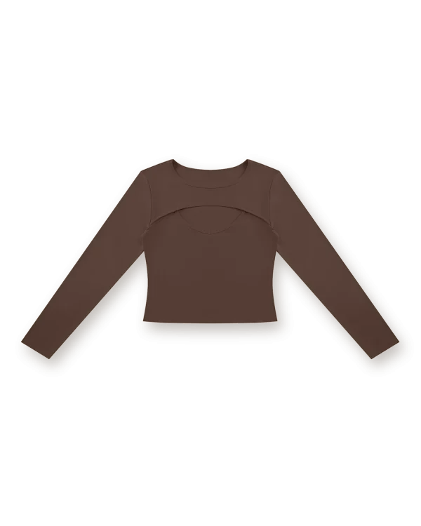 Holvo Women's Cutout Long Sleeve, dark brown